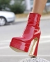 Боти на ток - червен лак, снимка 2