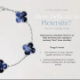 Van Cleef & Arpels VCA 5 Motifs Silver Blue Pietersite Vintage Alhambra Дамска Гривна, снимка 9