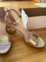 Златисти токчета, снимка 1 - Дамски обувки на ток - 45224056