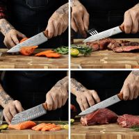 Комплект кухненски ножове EUNA с дървена дръжка, 6 ножа, снимка 5 - Прибори за хранене, готвене и сервиране - 45653710