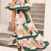 Красива флорална рокля, Дълга елегантна рокля, снимка 1 - Рокли - 45510129