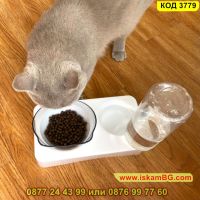 Дозатор за вода за котки с купичка за храна 2 в 1 - КОД 3779, снимка 6 - Други стоки за животни - 45119485