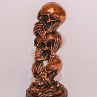 Статуетка,сувенир-"Три черепа".Медна галванопластика, снимка 3 - Други ценни предмети - 45070948