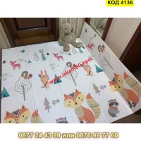 Сгъваемо детско килимче за игра, топлоизолиращо 180x200x1cm - модел Лисица и Тигър - КОД 4136, снимка 3 - Други - 45509422