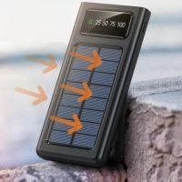 Мощна Преносима Соларна Батерия 30000mAh с вградени кабели и фенер, снимка 5 - Външни батерии - 45240327