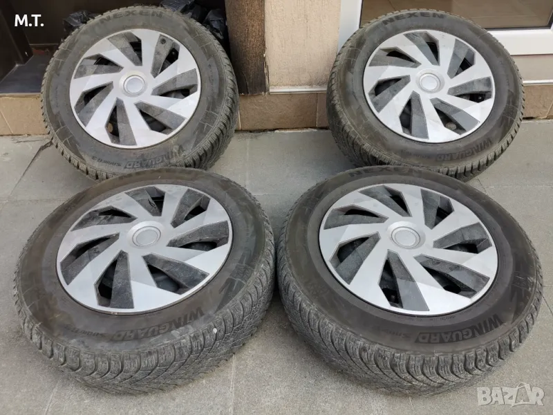 15" Зимни Гуми NEXEN 195/65R15 с железни джанти и тасове, почти нови, карани 10 дни, снимка 1