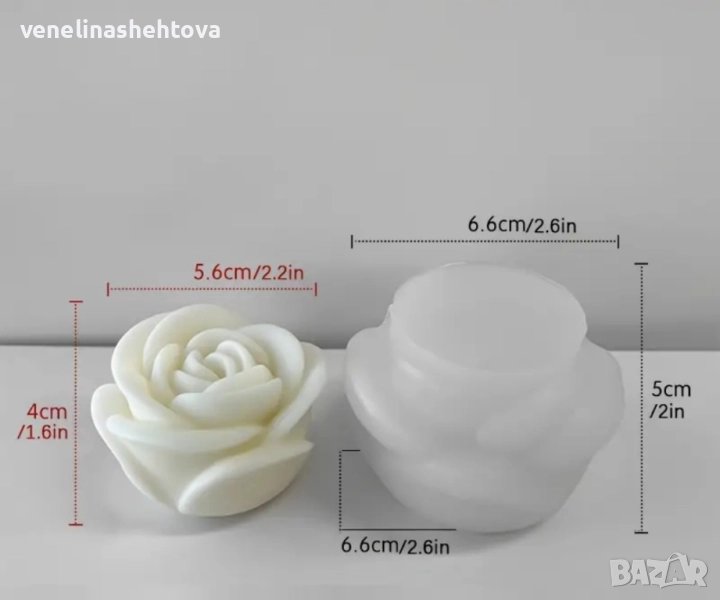 3D средна роза силиконов молд форма свещи гипс сапун смола фондан шоколад , снимка 1