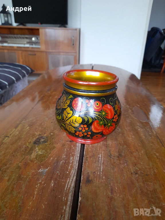 Стара дървена кутия,хохлома #17, снимка 1