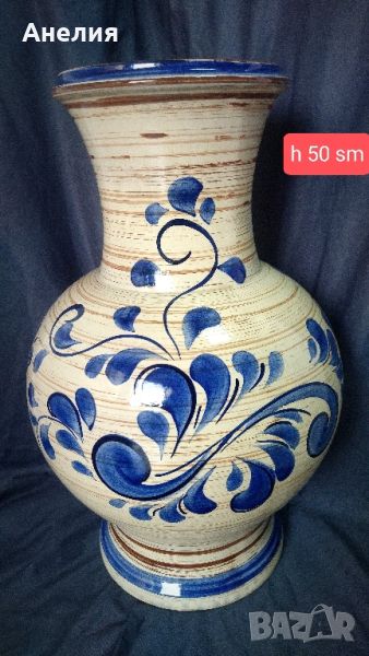 Огромна и висока ваза ръчно рисувана , снимка 1
