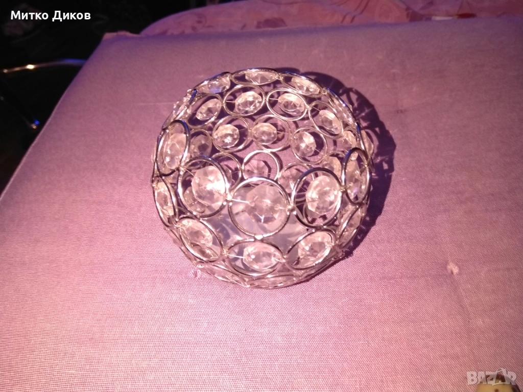 Свещник от кристали Н-90мм и фи 100мм и 65 мм, снимка 1