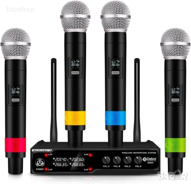 НОВА безжична микрофонна система с 4 / четири микрофона Debra Audio VM304 VHF, XLR интерфейс, снимка 1