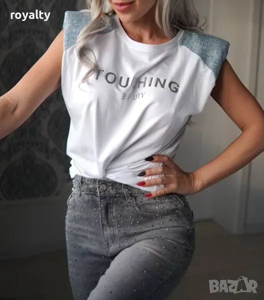 Дамски топ с деним , снимка 1