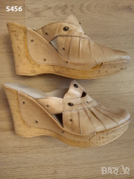 Дамско сабо,чехли на платформа, естествена кожа , снимка 1
