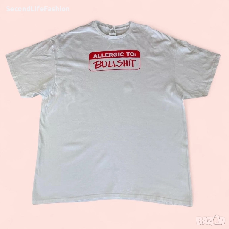 Винтидж мъжка тениска Delta Pro Allergic to bullshit бяла, размер 2XL, снимка 1
