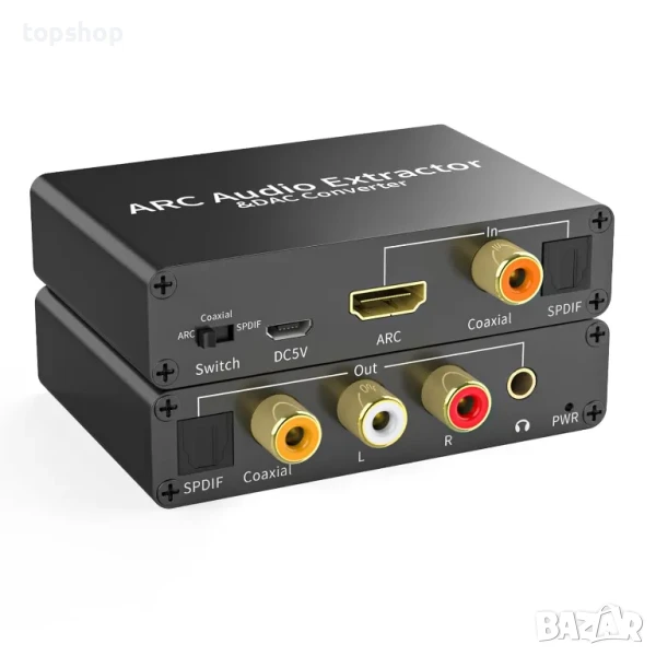 НОВ 192KHz DAC аудио конвертор, HDMI ARC аудио екстрактор (с USB кабел), снимка 1