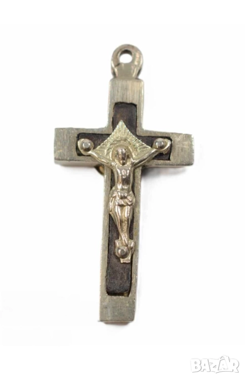 Старинен кръст разпятие за да ви пази Бог и да ви закриля., снимка 1