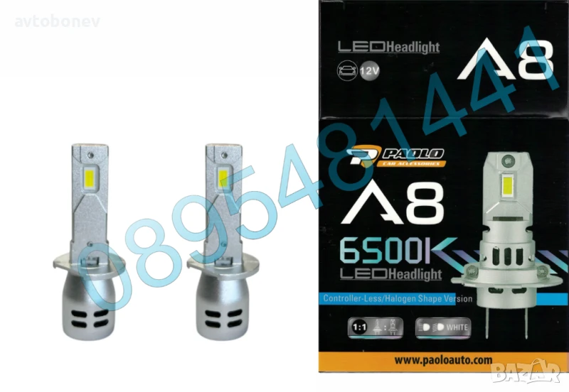 LED крушки A8 - H1 - 6500K - 12V/36W, к-т/2бр/, снимка 1