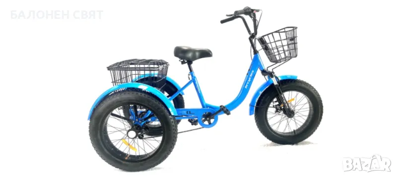 Велосипед с три дебели 4 цола гуми FAT TIRE 20 цола 2 коша 6 скорости, снимка 1