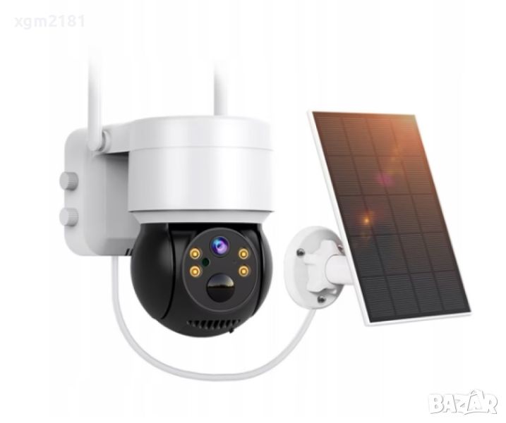 Соларна WIFI камера със соларен панел PTZ 360, 1080P, Full HD, цветно Hощно Bиждане, снимка 1