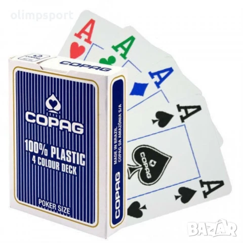 Карти за игра Copag 4 цветни Poker, Jumbo index Уникално тесте 100% plastic Copag с 4 цветен дизайн., снимка 4 - Карти за игра - 51262816