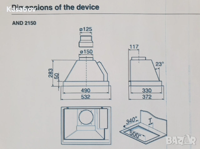 Miele DA2150 Аспиратор за Пълно Вграждане Абсорбатор Миеле, снимка 9 - Абсорбатори - 53807332