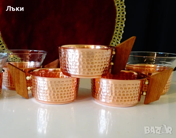Медни чаши чиста червена мед,красив релеф