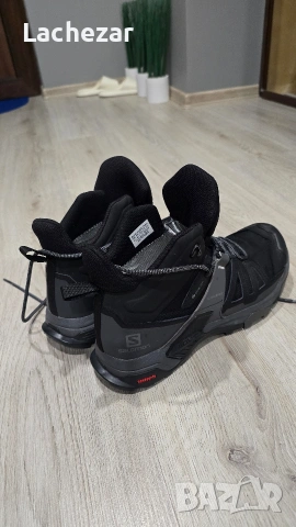 Мъжки туристически обувки Salomon Gore-tex Ultra 4 Mid Gtx - black/magnet/pearl blue, снимка 9 - Спортни обувки - 53113439