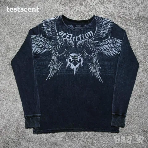 Мъжка термична блуза Affliction Birds of Prey Series Black Thermal термална S Small, снимка 4 - Блузи - 47427247