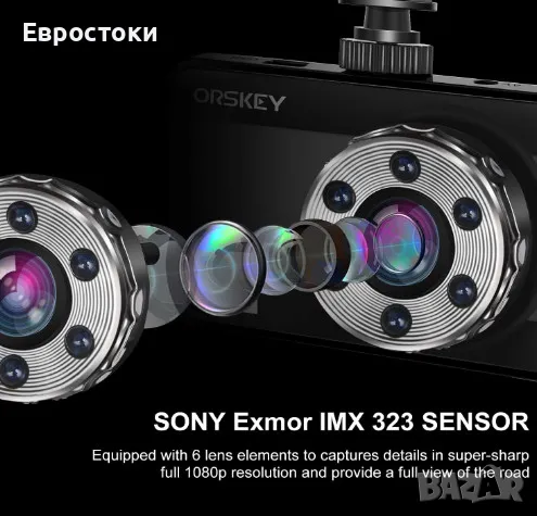 Видеорегистратор Orskey 1080PDash Cam S680, предна камера за кола 1080P Full HD, 170 широкоъгълен WD, снимка 2 - Аксесоари и консумативи - 49262942