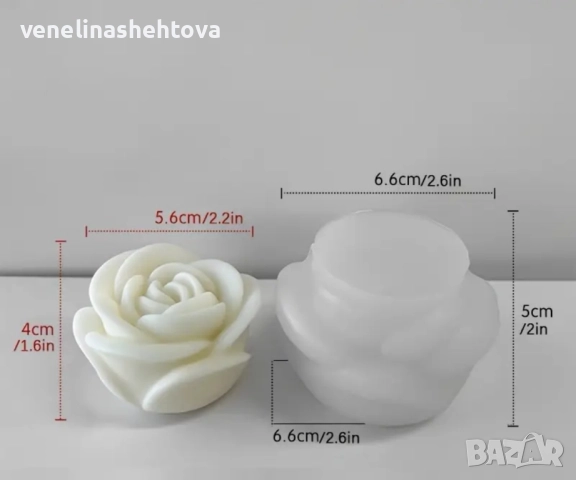 3D средна роза силиконов молд форма свещи гипс сапун смола фондан шоколад 