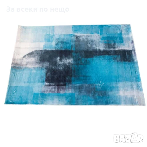 Модерен синьо-бял килим с черен акцент – щампован полиестер, 120×180 / 160×230 см Код P2178, снимка 2 - Килими - 54170141