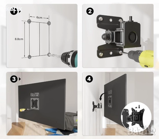 BONTEC стойка за стенен монтаж за телевизор,13-30 инча, снимка 3 - Стойки, 3D очила, аксесоари - 52974114