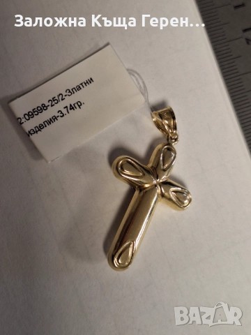 Златна висулка кръст 3,74гр., снимка 2 - Колиета, медальони, синджири - 52875070