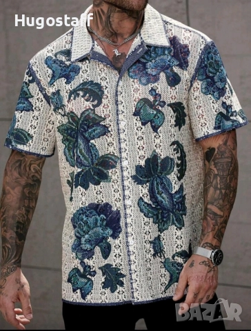 Нови ризи къс ръкав плетени синьо и зелено Л,Хл., снимка 7 - Ризи - 51767506