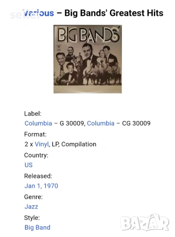 Big Bands' Greatest Hits Двойна плоча-GATEFOLD Издание 🇺🇸 USA 1970г Стил:JAZZ ,BIG BAND Плочата е , снимка 4 - Грамофонни плочи - 53386538