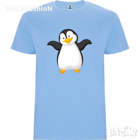 Нова детска тениска с Пингвин в светлосин цвят