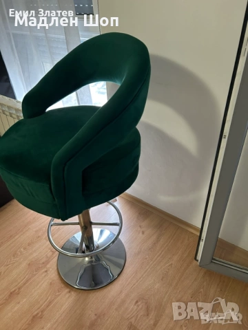 Бар СТОЛ 1БР тъмнозелени/кадифе, снимка 2 - Столове - 53258121