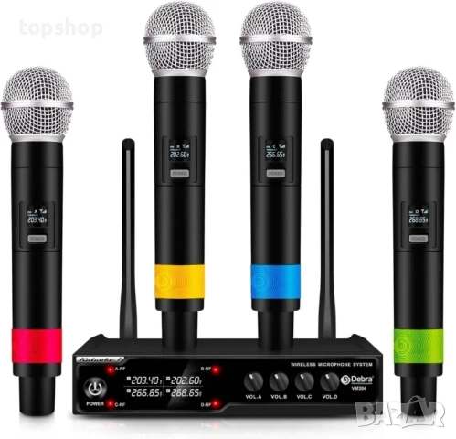 НОВА безжична микрофонна система с 4 / четири микрофона Debra Audio VM304 VHF, XLR интерфейс