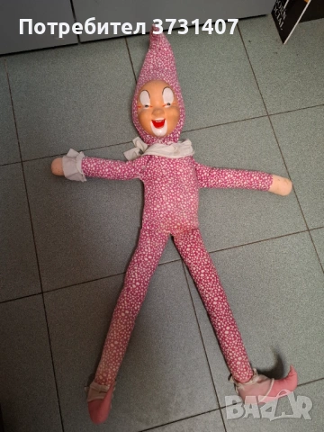 Стара детска парцалена кукла палячо, играчка от СОЦА