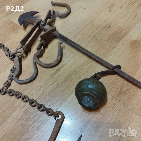 стар кантар с куки и топуз , снимка 2 - Антикварни и старинни предмети - 53978134