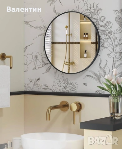 Кръгло стенно огледало 50см диаметър, снимка 4 - Огледала - 53161724