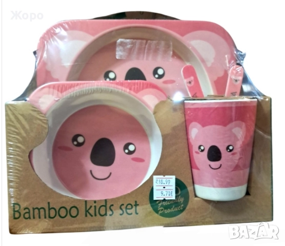 Детски бамбуков сервиз за хранене 5-части различни фигури, снимка 4 - Сервизи - 52526157
