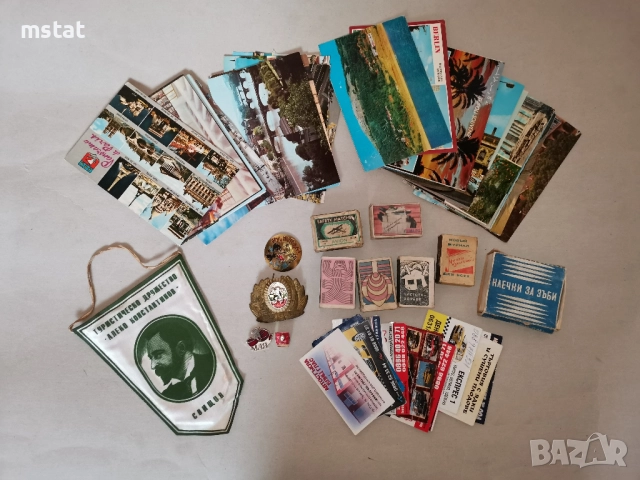 Стари картички, визитки, значки, кибритени кутии