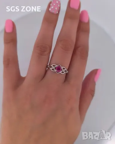 Пръстен със Сапфир, Рубин, Изумруд с Прозрачен Топаз, снимка 3 - Пръстени - 50254409