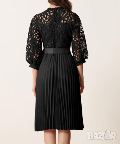 Черна рокля, Черна дантелена рокля, Официална черна рокля Елегантна черна рокля, снимка 2 - Рокли - 45791506