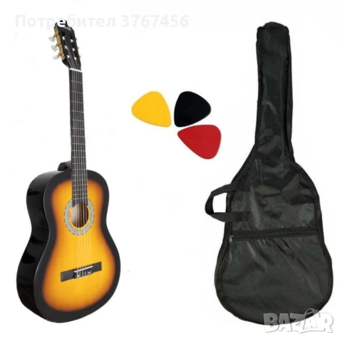 Класическа китара с найлонови струни Hobax FCG-110 SB, 4/4 стандартен размер + 2 аксесоара, снимка 6 - Китари - 51782737