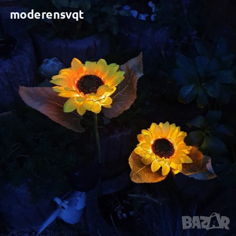 Градинска LED лампа със соларен панел Слънчоглед, снимка 3 - Лед осветление - 54113988