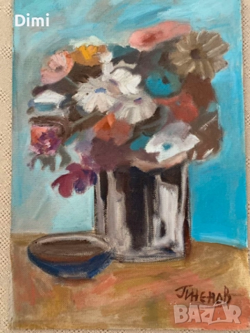 ПЕТЪР НЕНОВ масло/натюрморт, снимка 2 - Картини - 52837978