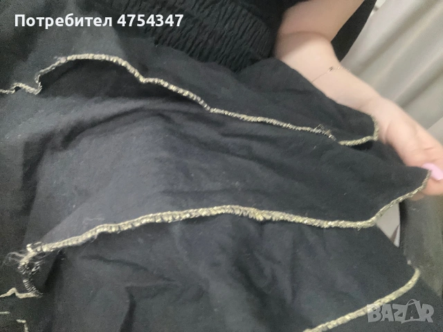 Дизайнерска черна дълга винтидж рокля със златни нишки, снимка 3 - Рокли - 53699168