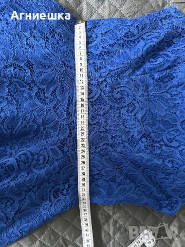Елегантна дантелена рокля в кобалтово синьо, снимка 7 - Рокли - 51081382